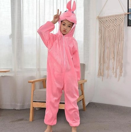 Çocuk Tavşan Kostümü Pembe Renk 4-5 Yaş 100 Cm Bx40