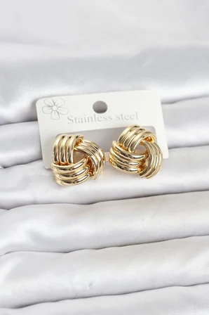 316L Çelik Gold Renk Sarmal Model Kadın Küpe