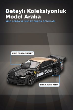 Siyah Altın Kaplamalı 1/64 Diecast Shelby GT500 Dragon Snake Konsept Model Araba BX-313355