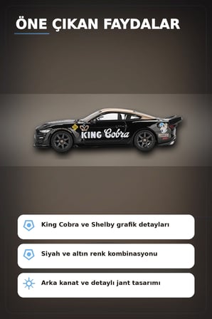 Siyah Altın Kaplamalı 1/64 Diecast Shelby GT500 Dragon Snake Konsept Model Araba BX-313355