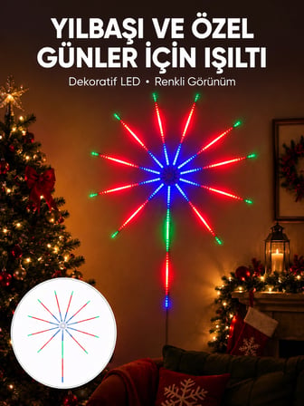 Akıllı RGB LED Havai Fişek Duvar Lambası Kumandalı ve Uygulama Kontrollü Yeni Nesil