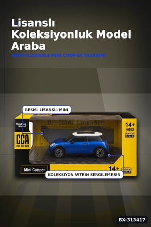 Açık Kırmızı 1/32 Mini Cooper Model Araba Koleksiyonluk Vitrin Oyuncak - Tekli BX-313417