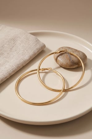 316L Çelik Gold Renk 56 mm Halka Küpe