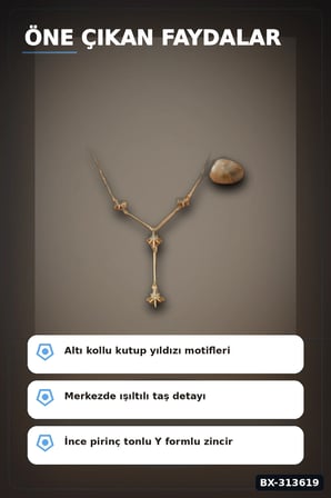 45 Cm Zincirli Pirinç Kutup Yıldızı Kolye - Zirkon Taşlı Kadın Bijuteri Takı BX-313619