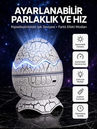 Dinozor Yumurtası Tasarımlı Projektörlü Gece Lambası