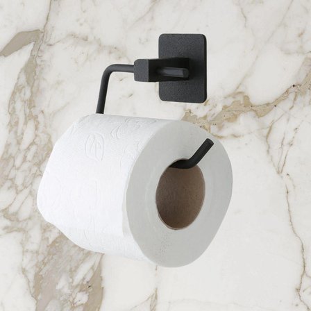 Kendiliğinden Yapışkanlı Siyah Paslanmaz Metal Kapaksız Tuvalet Kağıtlığı Aparatı Bx40