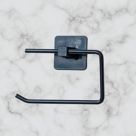 Kendiliğinden Yapışkanlı Siyah Paslanmaz Metal Kapaksız Tuvalet Kağıtlığı Aparatı Bx40