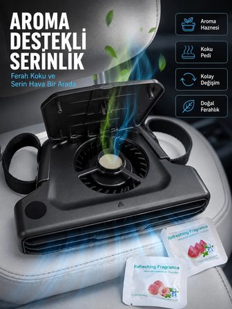 USB Şarjlı Araç Boyun Soğutucu Fan 5 Kademeli Sessiz Çalışan Turbo Fan