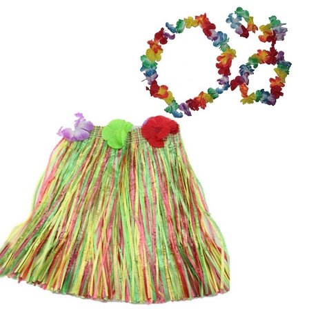 Luau Aloha Hawaii  Kolye Etek Taç Ve Bileklik Seti Bx40