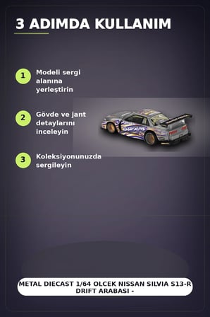 Metal Diecast 1/64 Olcek Nissan Silvia S13-R Drift Arabasi - Kaido House Koleksiyon Modeli BX-313398