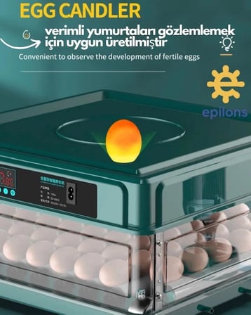 130 Yumurtalık Tam Otomatik Kuluçka Makinesi Extra Yedek Motorlu Akü Kablolu Silindir Viyollü Profesyonel