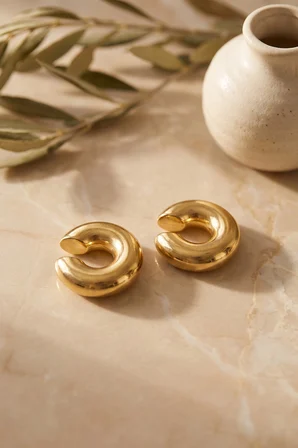 316L Çelik Gold Renk Çiftli Earcuff Küpe