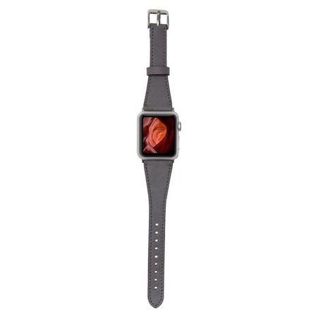 Apple Watch Uyumlu Deri Kordon 42-44-45mm Slim RST9 Gri