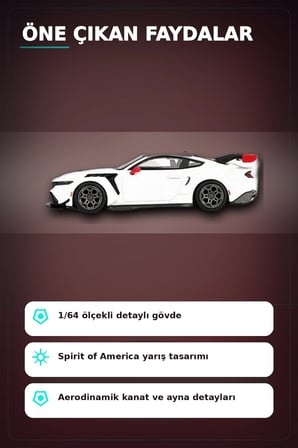 Koleksiyonluk 1/64 Olcek Ford Mustang GTD Spirit of America Model Araba Tekli Paket BX-313401