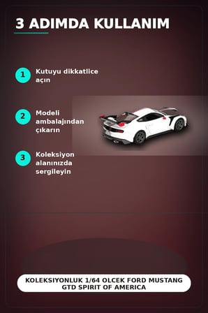Koleksiyonluk 1/64 Olcek Ford Mustang GTD Spirit of America Model Araba Tekli Paket BX-313401