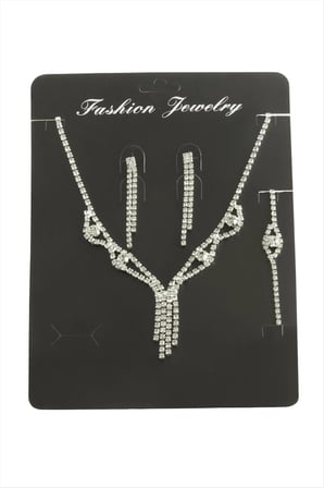 Sallantılı Taşlı Set Kolye
