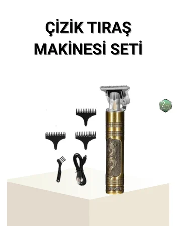 T Bıçaklı Profesyonel Çizik Tıraş Makinesi Seti – 120 Dakika Kullanım, Şarjlı & Kablolu