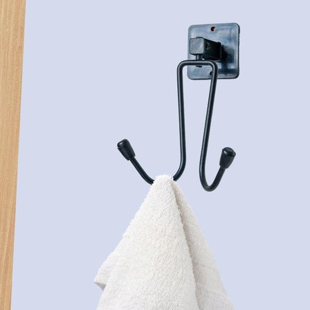 Kendiliğinden Yapışkanlı Siyah Paslanmaz Metal Bornoz Ve Havlu Askılığı Bx40