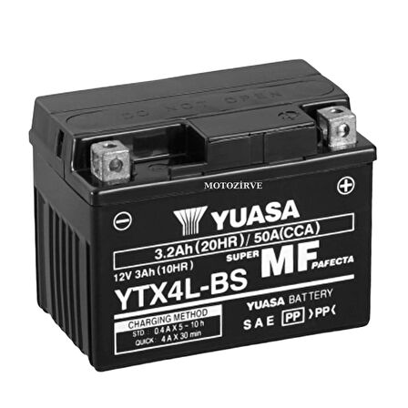 Honda ( MSX125 2013-2021) Yuasa YTX4L-BS Akü 3.2 Amper 12 Volt Bakımsız, ytx4lbs