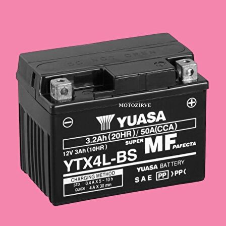 Honda ( MSX125 2013-2021) Yuasa YTX4L-BS Akü 3.2 Amper 12 Volt Bakımsız, ytx4lbs