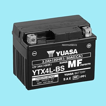 Honda ( MSX125 2013-2021) Yuasa YTX4L-BS Akü 3.2 Amper 12 Volt Bakımsız, ytx4lbs