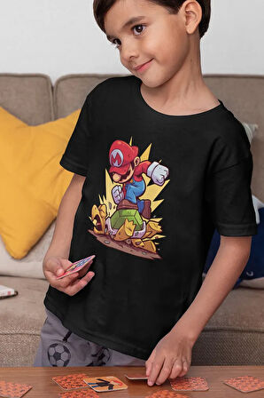 Tasarım Süper Mario Baskılı Unisex Oyun Çocuk Tişört (1-12 YAŞ)