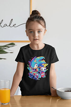 Sonic Baskılı Unisex Çizgi Film Çocuk Tişört (1-12 YAŞ)
