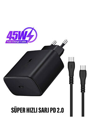 45W Hızlı Şarj Aleti ve Type C Hızlı Şarj Kablosu