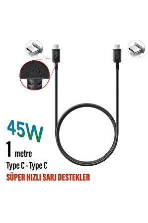 45W Type C Şarj Kablosu S20 Ultra S22 Ultra S22+ Plus S23 Ultra S23+ Plus  S24 Ultra S24 Plus Uyumlu