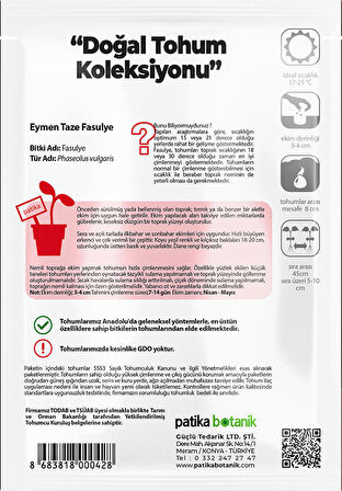 40 Adet Yerli Ata Eymen Oturak Fasülye Tohumu