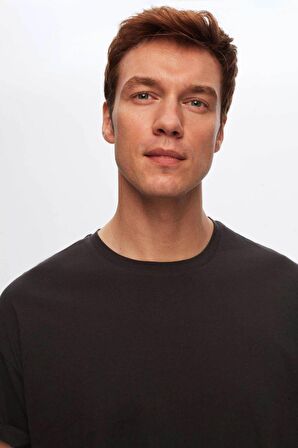 Ds Damat Oversize Antrasit Bisiklet Yaka %100 Pamuk T-Shirt 6HC14ORT02006