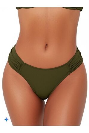 Haki Kalın Kenarlı Dar Kalıp Bikini Altı