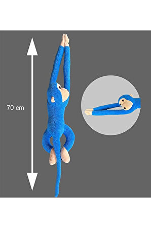Peluş Maymun Sarılan Elleri Yapışabilen Uyku Ve Oyun Arkadaşı -70 Cm Mavi