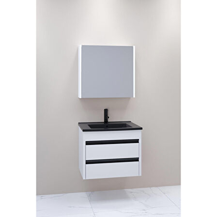 Levante 65 Cm Siyah Lavabolu Banyo Dolabı Bgn Aynalı - Boy Dolap Hariç