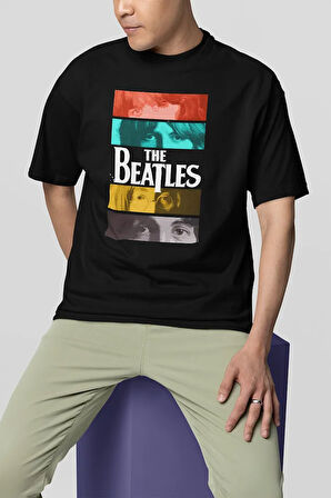 The Beatles Baskılı Unisex Tişört, Oversize Müzik Grubu Tişört