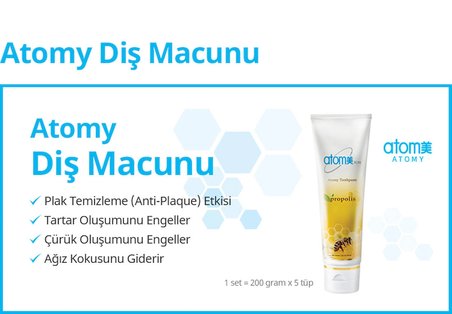 Atomy PROPOLİS VE YEŞİL ÇAY ÖZLÜ DİŞ MACUNU 200 GR 2 Lİ PAKET