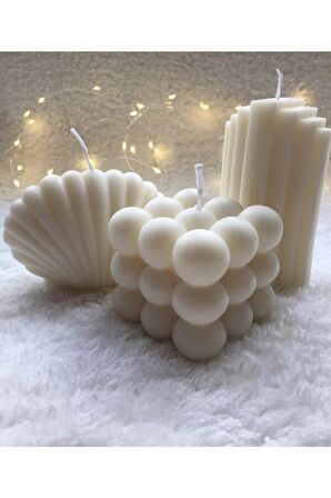 3lü Dekoratif Kokulu Mum Set Bubble Istiridye Buz Dağı