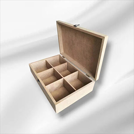 Ham Ahşap boyanabilir 6 bölmeli saat-takı-aksesuar-dekoratif çok amaçlı organizer kutu