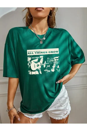 Unisex All Thıngs Grow Baskılı Tasarım Tshirt