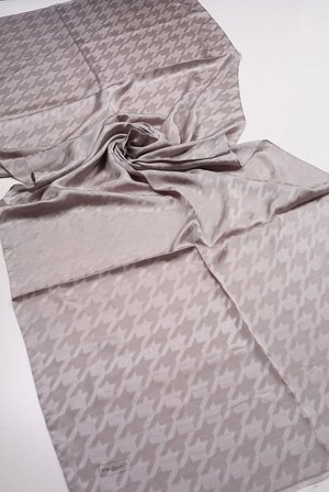 Piramit Monogram Floş Şal Gri 70x180 cm Pamuk Polyester Viskon Kadın