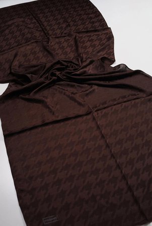 Piramit Monogram Floş Şal Kahverengi 70x180 cm