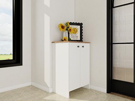 Assos 2 Kapaklı Ayakkabılık / Dolap Marbella Kiraz-Beyaz