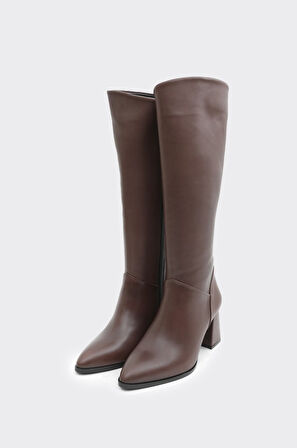 Hakiki Deri Fermuarlı Kadın Çizme