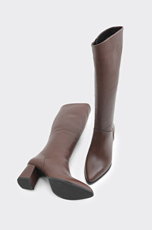 Hakiki Deri Fermuarlı Kadın Çizme