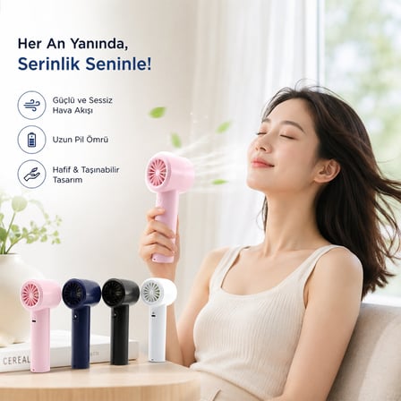 MİNİ EL FANI RENKİ AYARLANABİLİR HIZ AYARI DİJİTAL GÖSTERGE FAN - VANTİLATÖR 5W WX-638 HERHANGİ BİR RENK GÖNDERİLİR (4604)