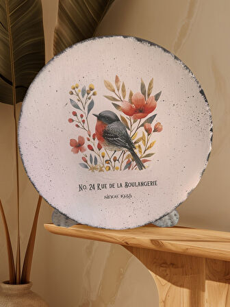 Kuş Desenli 18 cm Duvar Tabağı