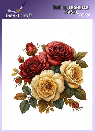 Çiçek Desen N: 26 Kumaş Transfer Kağıdı 20*20