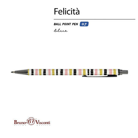 Felicita Tükenmez Kalem Mavi 0.7 Mm Kutulu Metal Gövde Şeritler 20-0263/03