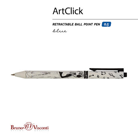 Bruno Visconti "Art Click" Tükenmez Kalem 0.5mm-Siyah Beyaz