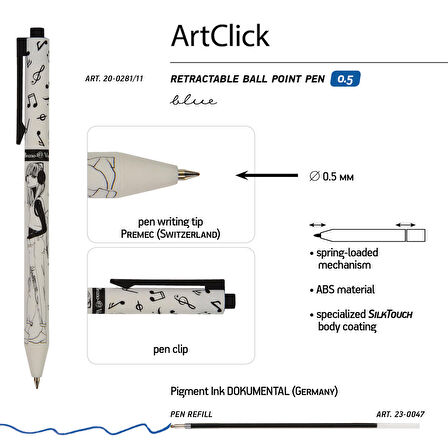 Bruno Visconti "Art Click" Tükenmez Kalem 0.5mm-Siyah Beyaz